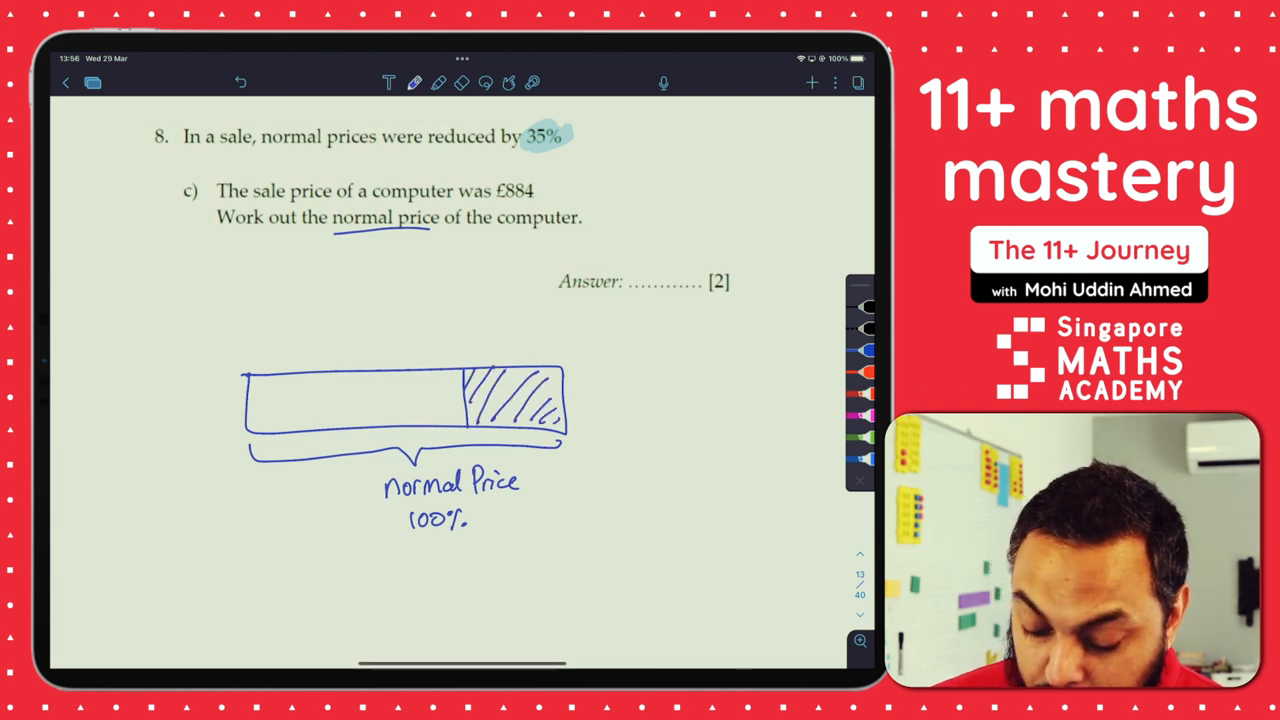 Maths question about sale price reduction by 35%.